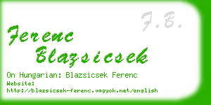 ferenc blazsicsek business card